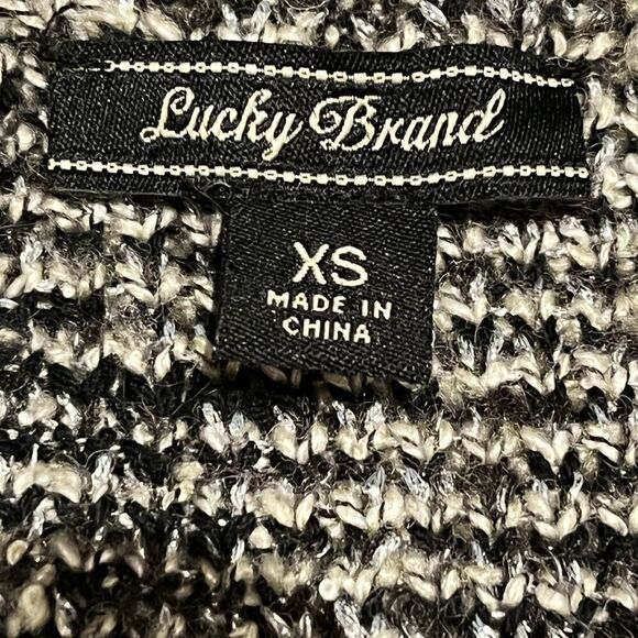 Lucky Brand Women's Open Front Long Cardigan Sweater Size XS Black and silver - Picture 9 of 9